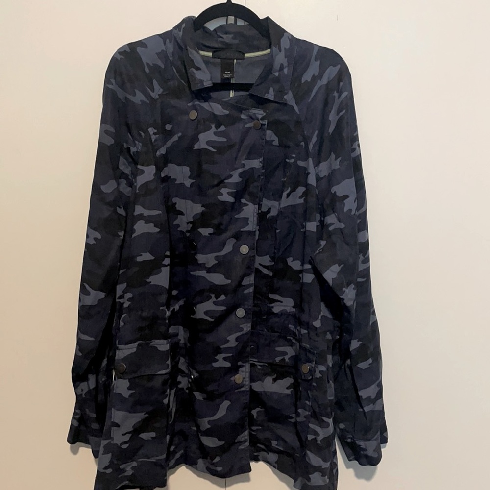 Lane Bryant Navy/Black Camo Drawstring Jacket